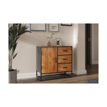 Commode 'Madeira' 85 cm Mangolia, Structuur metaal, blad exotisch hout mangolia