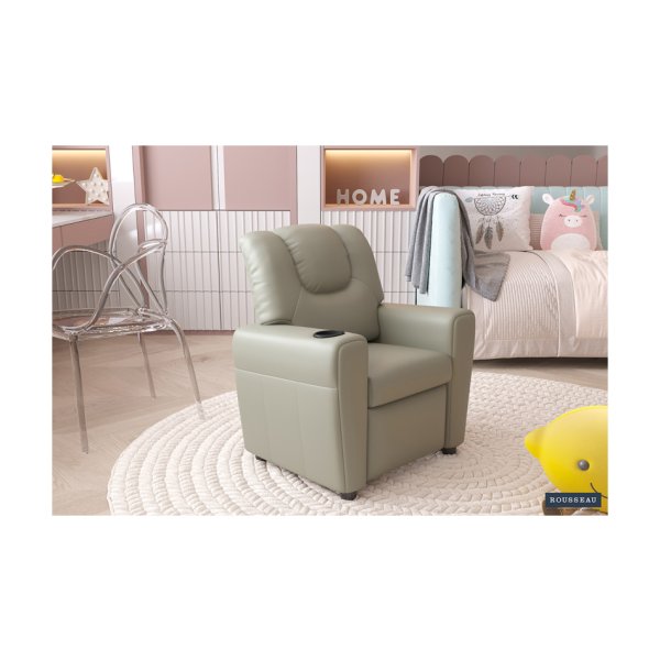 Mini-Relax, Fauteuil 'Rene' manueel verstelbaar PU Grijs, Structuur metaal, bekleding PU