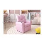 Mini-Relax, Fauteuil 'Rene' manueel verstelbaar PU Roze, Structuur metaal, bekleding PU