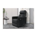 Relax, Fauteuil 'Wuhan' manueel verstelbaar Elephant Zwart, Poten metaal en bekleding PU - Max. 110 kg