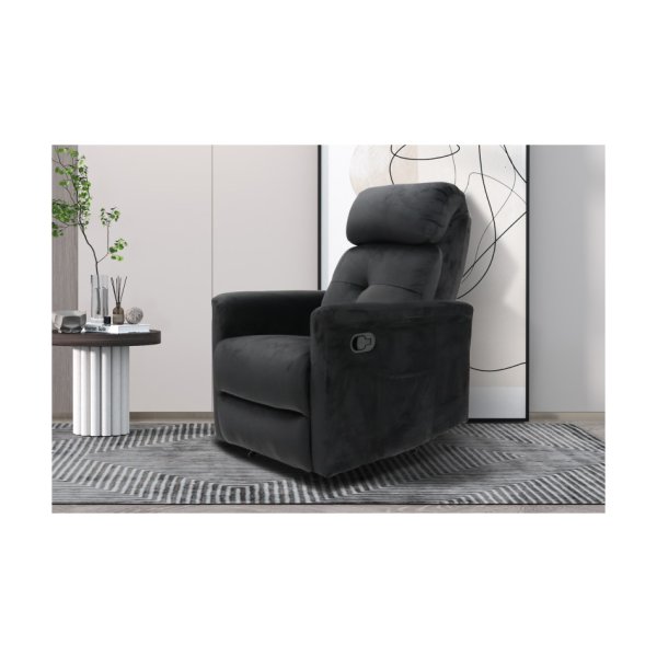 Relax, Fauteuil 'Wuhan' manueel verstelbaar Elephant Zwart, Poten metaal en bekleding PU - Max. 110 kg