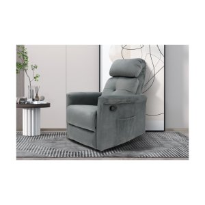 Relax, Fauteuil 'Wuhan' manueel verstelbaar Elephant Grijs, Poten metaal en bekleding PU - Max. 110 kg