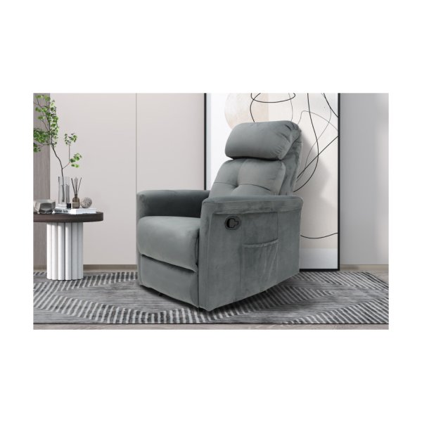 Relax, Fauteuil 'Wuhan' manueel verstelbaar Elephant Grijs, Poten metaal en bekleding PU - Max. 110 kg