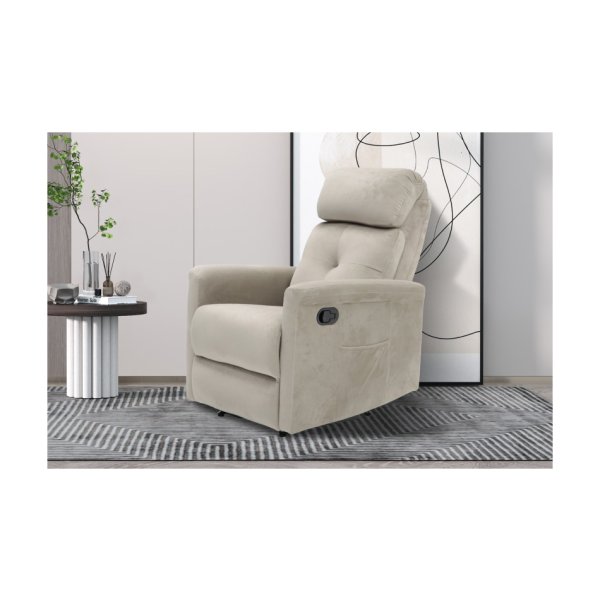 Relax, Fauteuil 'Wuhan' manueel verstelbaar Elephant Taupe, Poten metaal en bekleding PU - Max. 110 kg