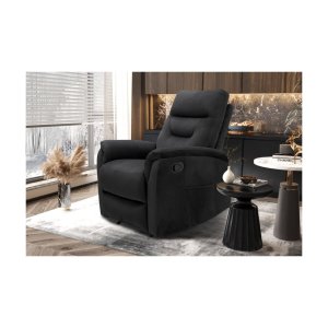 Relaxfauteuil Breda - Elegant en Verstelbaar - Elephant Zwart, Duurzaam PU en Metalen Poten