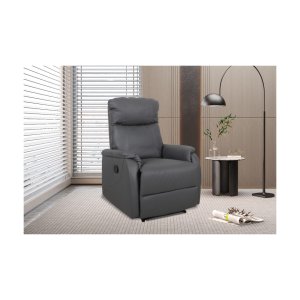 Relax, Fauteuil 'Tokio' manueel verstelbaar PU Grijs, Poten metaal en bekleding PU - Max. 110 kg