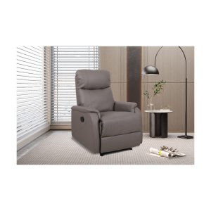Relax, Fauteuil 'Tokio' manueel verstelbaar PU Taupe, Poten metaal en bekleding PU - Max. 110 kg