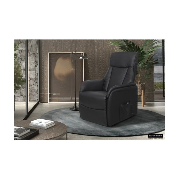 Electrische Relax, Fauteuil 'Miami' PU Zwart, Poten metaal en bekleding PU - Max. 110 kg