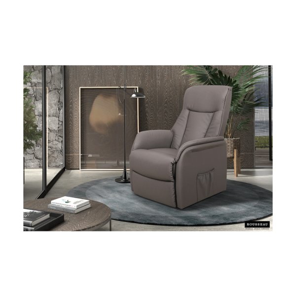 Electrische Relax, Fauteuil 'Miami' PU Taupe, Poten metaal en bekleding PU - Max. 110 kg