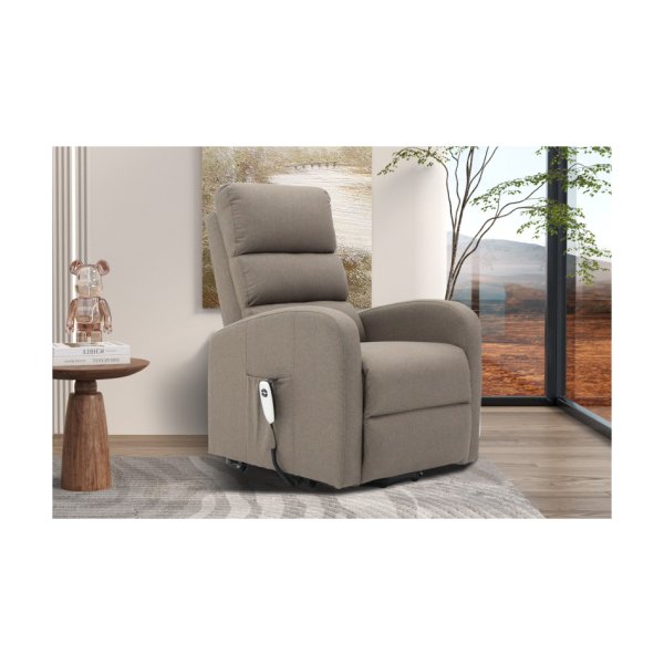 Electrische relax 'Bruges' Stof Taupe, Poten metaal en bekleding PU - 1 motor - Max.110kg