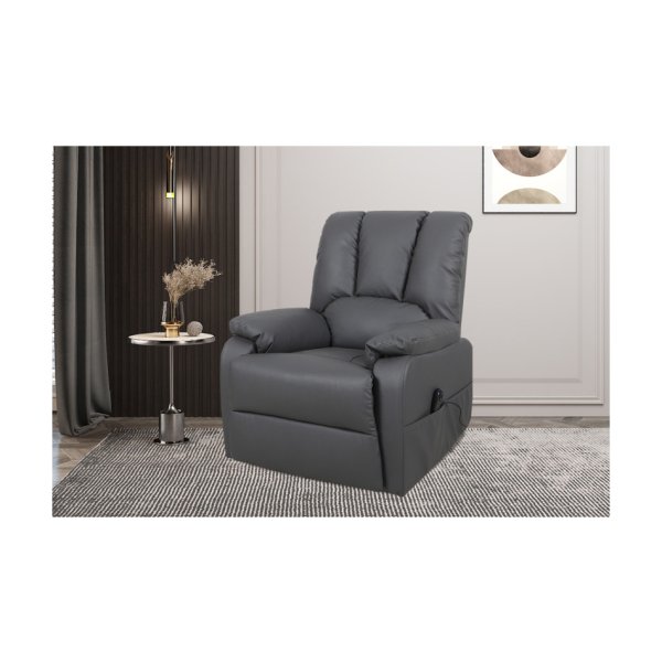 Electrische Relax, Fauteuil 'Osaka' PU Grijs, Poten metaal en bekleding PU - Max.110 kg met lift