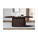 Eettafel 'Miguel' 230 cm Ovaal Donkerbruin, Structuur en blad massief hout Mangolia