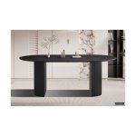 Eettafel 'Lagos' 200 cm Ovaal Decor Donkerbruin, Structuur mat, top 25 mm met 3D papier