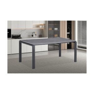 Eettafel 'Zeus' 180 cm Rechthoekig Steen Grijs, Structuur metaal, blad steen, - Top 12 mm
