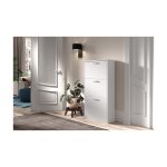 Schoenenkast 'Carini' 3 laden Wit, Spaanderplaat en decor