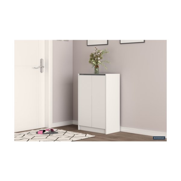 Schoenenkast 'Lilly' 2 deuren Wit, Spaanderplaat en decor