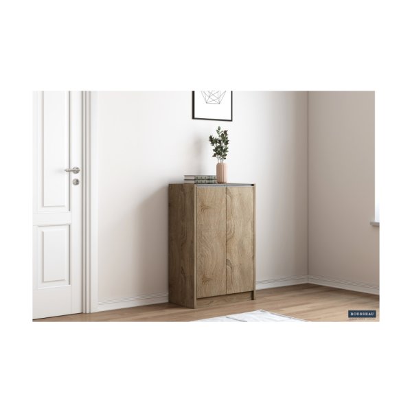 Schoenenkast 'Lilly' 2 deuren Sonoma, Spaanderplaat en decor