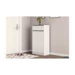 Schoenenkast 'Lilly' 2 deuren en 1 lade Wit, Spaanderplaat en decor