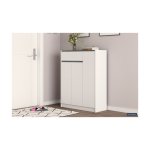 Schoenenkast 'Lilly' 3 deuren en 1 lade Wit, Spaanderplaat en decor