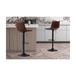 Barstoel 'Trevi' PU Bruin, Poten metaal en bekleding PU vintage