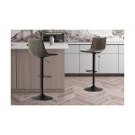 Barstoel 'Trevi' PU Grijs, Poten metaal en bekleding PU vintage