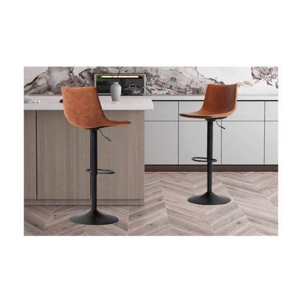 Barstoel 'Trevi' PU Cognac, Poten metaal en bekleding PU vintage,