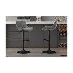 Barstoel 'Fenna' PU Grijs, Poten metaal en bekleding PU vintage