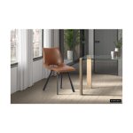 Eetkamerstoel 'Assisi' PU Cognac, Poten metaal en bekleding PU vintage