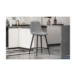 Barstoel 'Boy' Fluweel Grijs, Poten metaal en bekleding velours