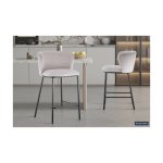 Barstoel 'Arthur' Stof Beige, Poten metaal en bekleding stof