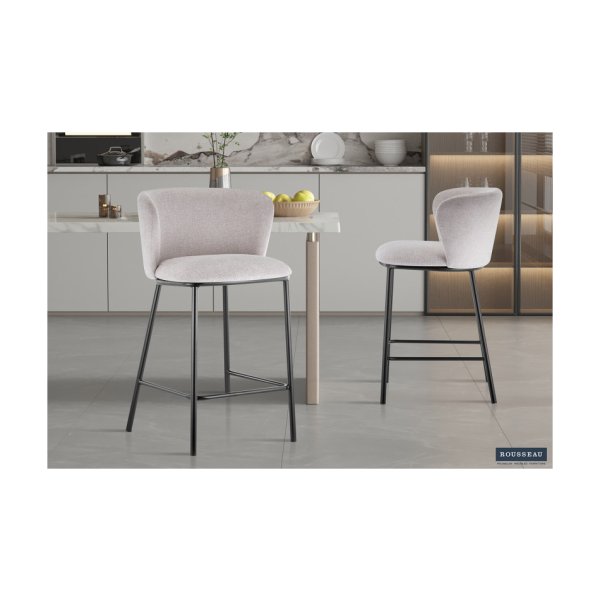 Barstoel 'Arthur' Stof Beige, Poten metaal en bekleding stof