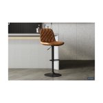 Barstoel 'Madrid' PU Cognac, Poten metaal en bekleding PU vintage,