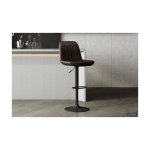Barstoel 'Barcelona' PU Donkerbruin, Poten metaal en bekleding PU vintage,