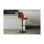 Barstoel 'Barcelona' PU Cognac, Poten metaal en bekleding PU vintage,