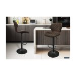 Barstoel 'Malaga' PU Donkerbruin , Poten metaal en bekleding PU vintage,