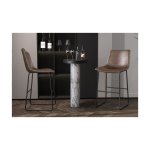 Barstoel 'Mancia' PU Donkerbruin, Poten metaal en bekleding PU vintage