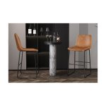 Barstoel 'Mancia' PU Cognac - DEC7968, Poten metaal en bekleding PU vintage