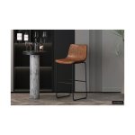 Barstoel 'Mancia' PU Cognac , Poten metaal en bekleding PU vintage