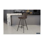 Barstoel 'Palmas' PU Donkerbruin, Poten metaal en bekleding PU vintage