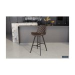 Barstoel 'Alicante' PU Donkerbruin, Poten metaal en bekleding PU vintage