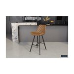 Barstoel 'Alicante' PU Cognac, Poten metaal en bekleding PU vintage