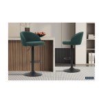 Barstoel 'Arda' Boucl, Groen, Poten metaal en bekleding