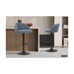 Barstoel 'Arda' Boucl, Blauw, Poten metaal en bekleding