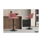 Barstoel 'Arda' Boucl, Roze, Poten metaal en bekleding
