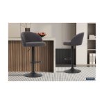 Barstoel 'Arda' Grijs, Poten metaal en bekleding