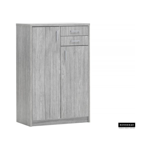 Commode 'Spacio' 2 deuren 2 laden Grijze eik, , Spaanderplaat, ABS boorden en decor