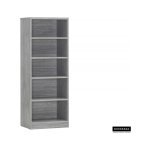 Boekenkast 'Spacio' 4 legplanken Grijze eik, , Spaanderplaat, ABS boorden en decor