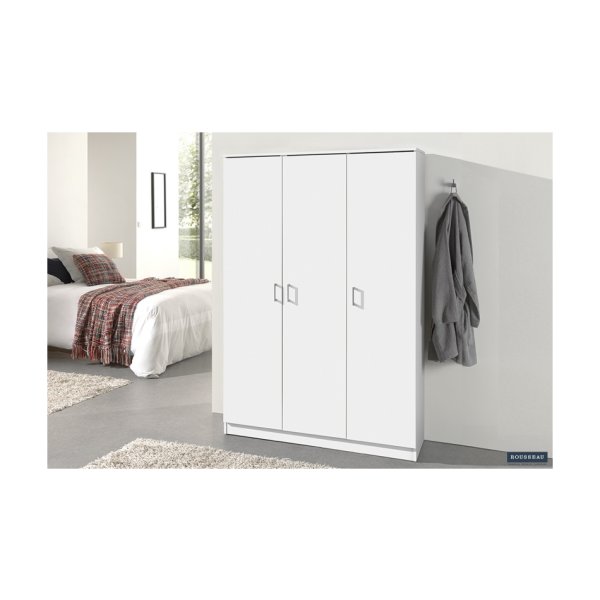 Opbergkast 'Ray' 3 deuren en 4 legplanken Wit, Spaanderplaat en decor