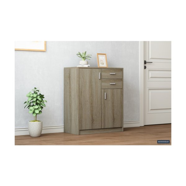 Commode 'Space' 2 deuren 2 laden Sonoma, , Spaanderplaat, ABS boorden en decor