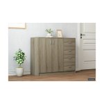 Commode 'Space' 2 deuren 4 laden Sonoma, , Spaanderplaat, ABS boorden en decor